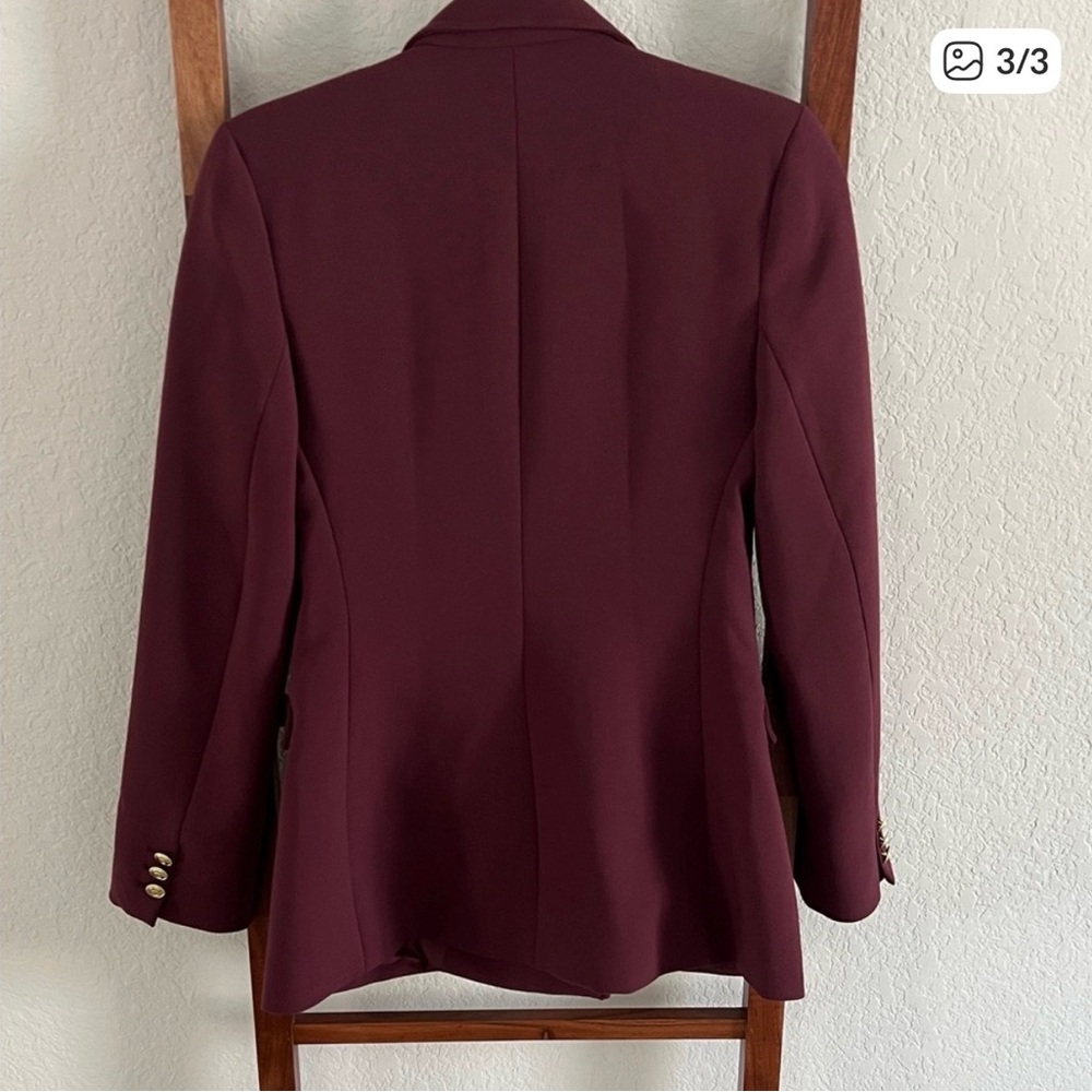 Karen Millen Burgundy Blazer with Gold Buttons - Picture 2 of 3